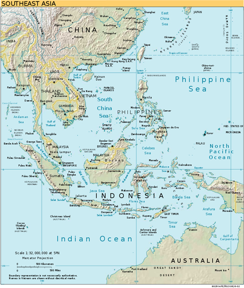 CIA Southeast Asian Relief Map