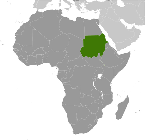 Map of Sudan in Africa