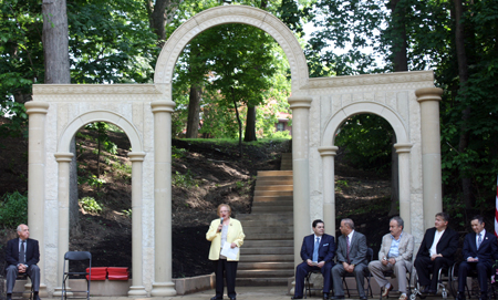 Former US Congresswoman Mary Rose Oakar at Syrian Garden