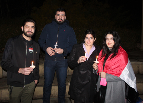 Syrian young people at the vigil