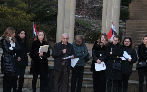 Dr. Wael Khoury speaking at the vigil