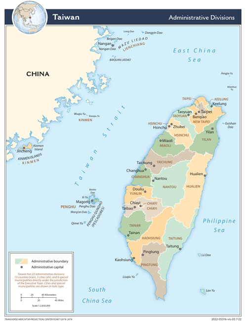 CIA map of Taiwan