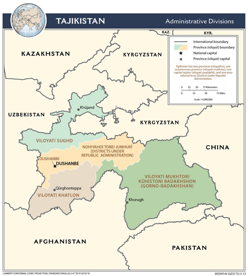 Map of Tajikistan