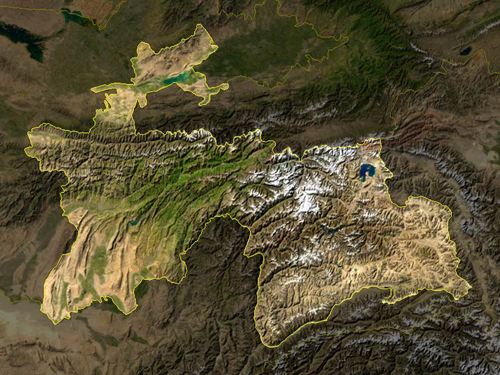 NASA satellite photo of Tajikistan