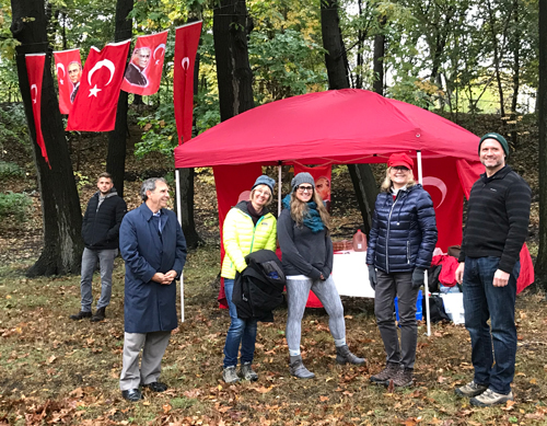 Planting tulips in the Turkish Cultural Garden in Cleveland Ohio