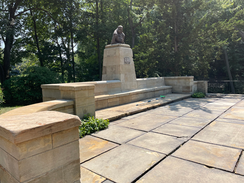 Power washing the Ukrainian Cultural Garden