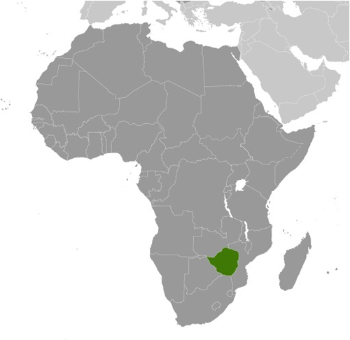 Map of Zimbabwe in Africa