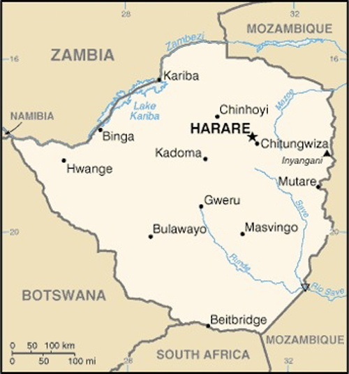 Map of Zimbabwe